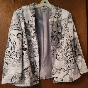 Alia Women's Black and White Patterned Blazer